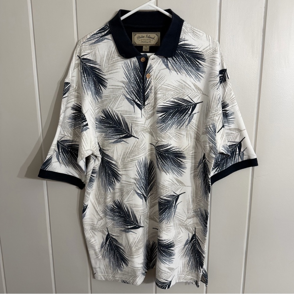 Palm Island Clothing Co Palm Leaf Polo Shirt XL Cotton Tropical